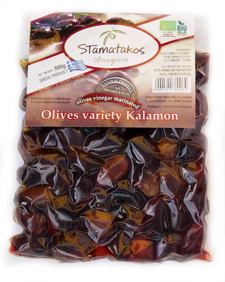 Masline Kalamata vidate marinate in otet bio