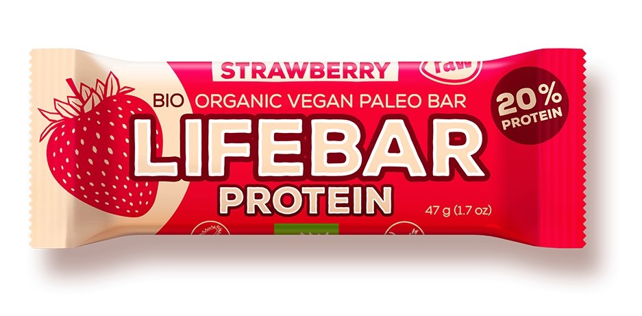 Lifebar baton proteic cu capsuni raw