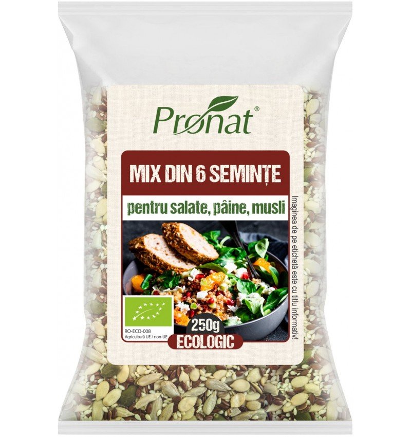 Mix bio din 6 seminte pentru salate, paine,