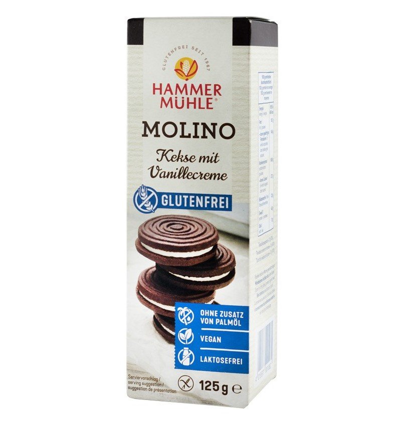 Molino, biscuiti cu crema de vanilie, 125g