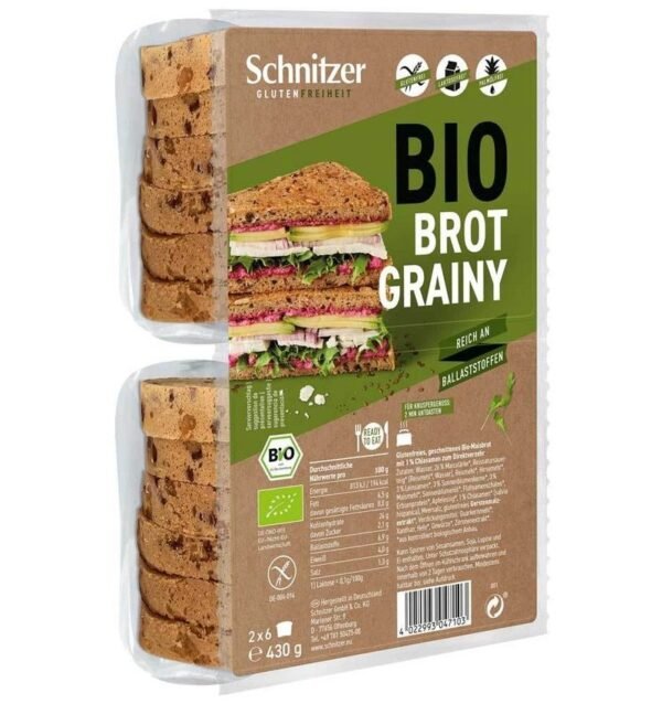 Paine toast bio fara gluten, cu seminte de chia, 430g