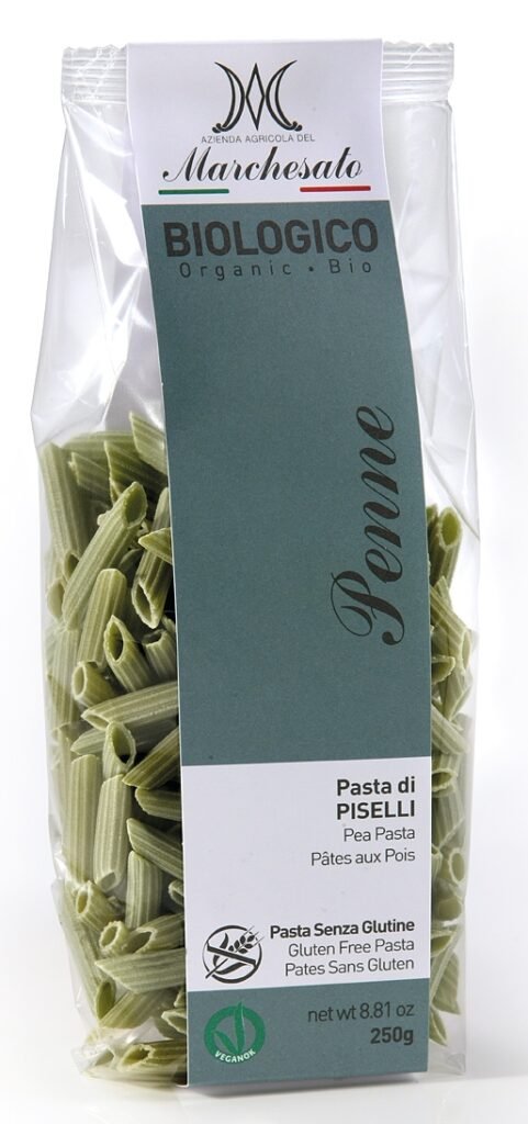 Penne din mazare verde fara gluten, bio,