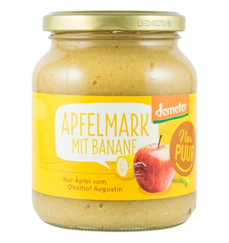 Piure biologic de mere cu banane, 360g