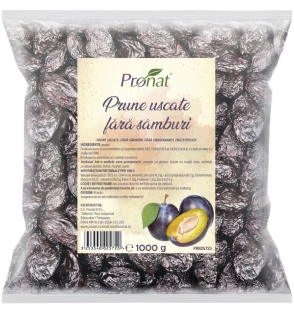 Prune uscate, fara samburi, 1kg