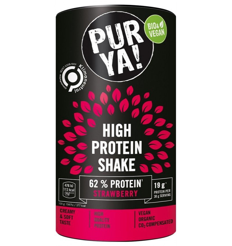 Pulbere bio pentru shake proteic cu capsuni, 62% proteina,