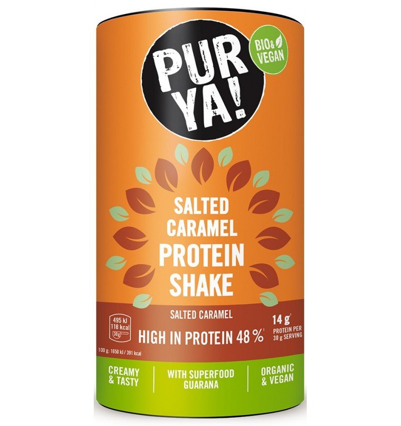 Pulbere bio pentru shake proteic cu caramel sarat, 48% proteina,