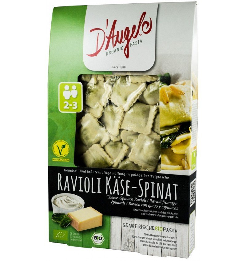 Ravioli bio cu branza si spanac, 250g