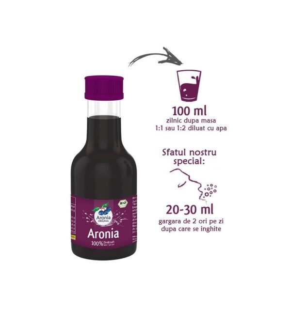 Suc bio pur de aronia, 100ml