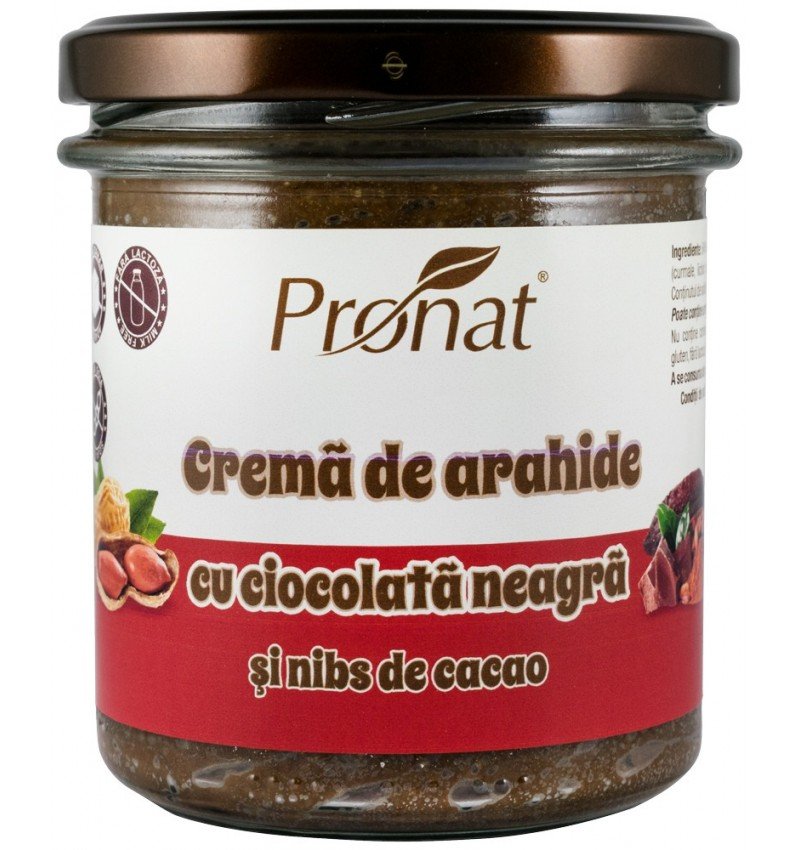 Crema de arahide cu ciocolata neagra si nibs de